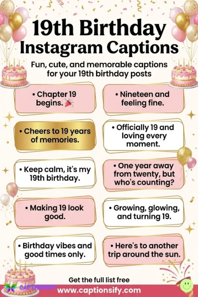 Heartfelt Birthday Captions for Turning 19