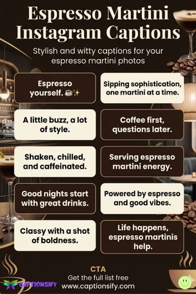 Sassy Espresso Martini Captions for the Bold