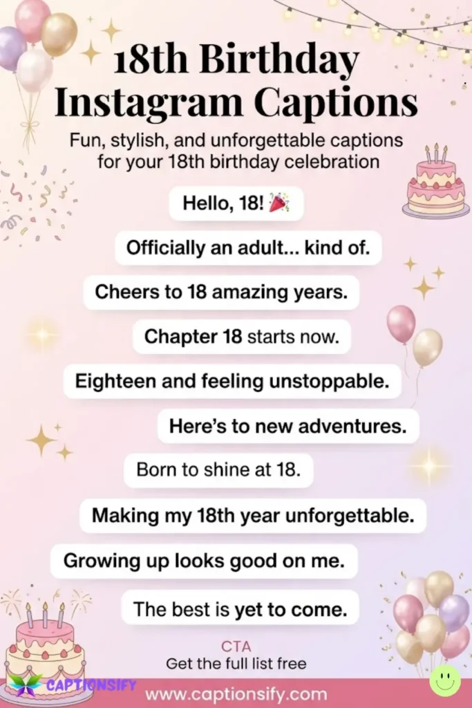 Sassy and Bold Captions for Turning 18
