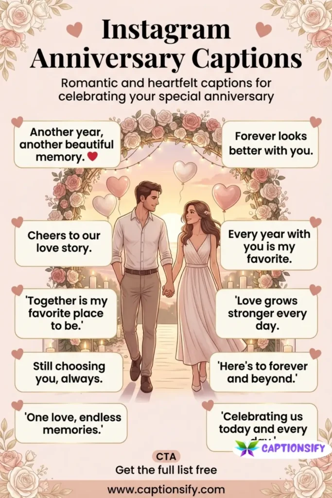 Short and Sweet Instagram Anniversary Captions