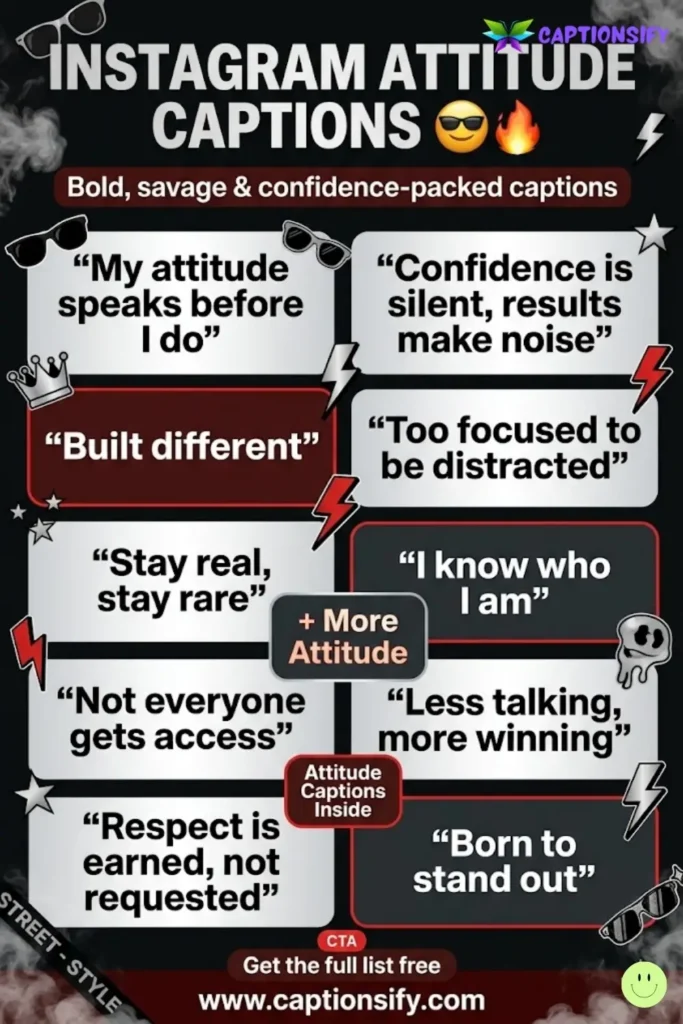 Bold and Confident Attitude Captions for Your Posts