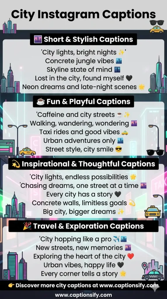 Inspirational Captions for City Life