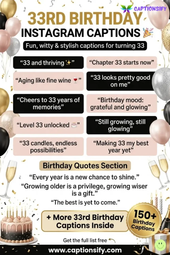 Heartfelt 33rd Birthday Captions to Share