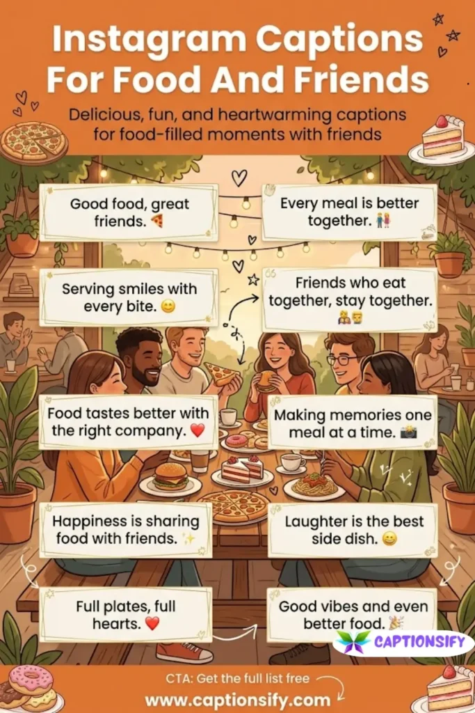 Delicious Food and Friends Instagram Post Captions