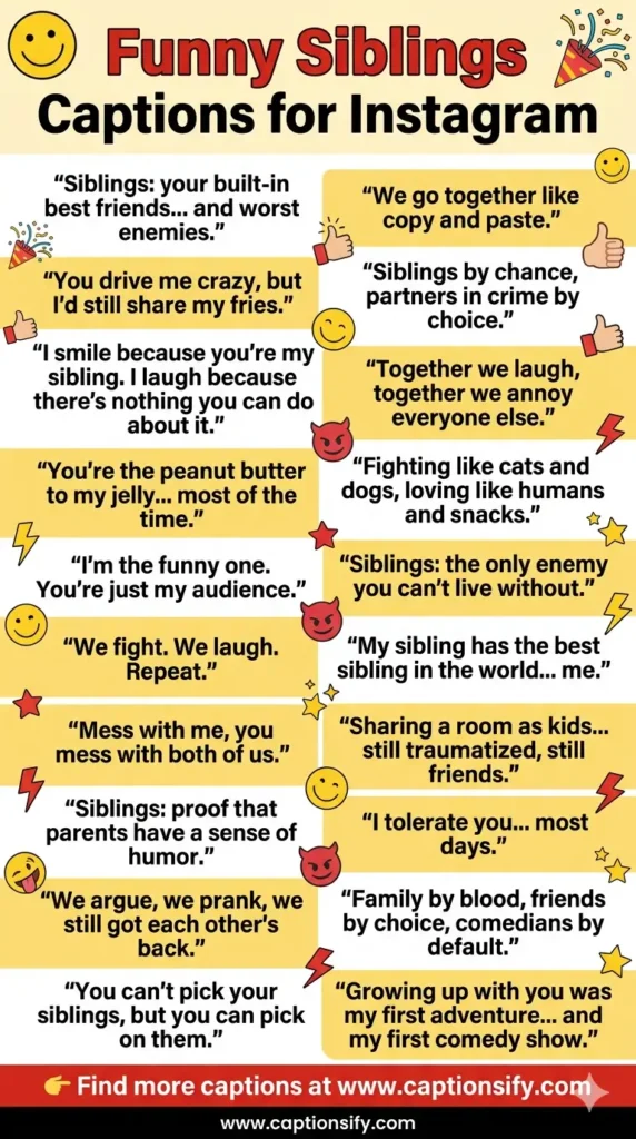Hilarious sibling quotes for Instagram stories