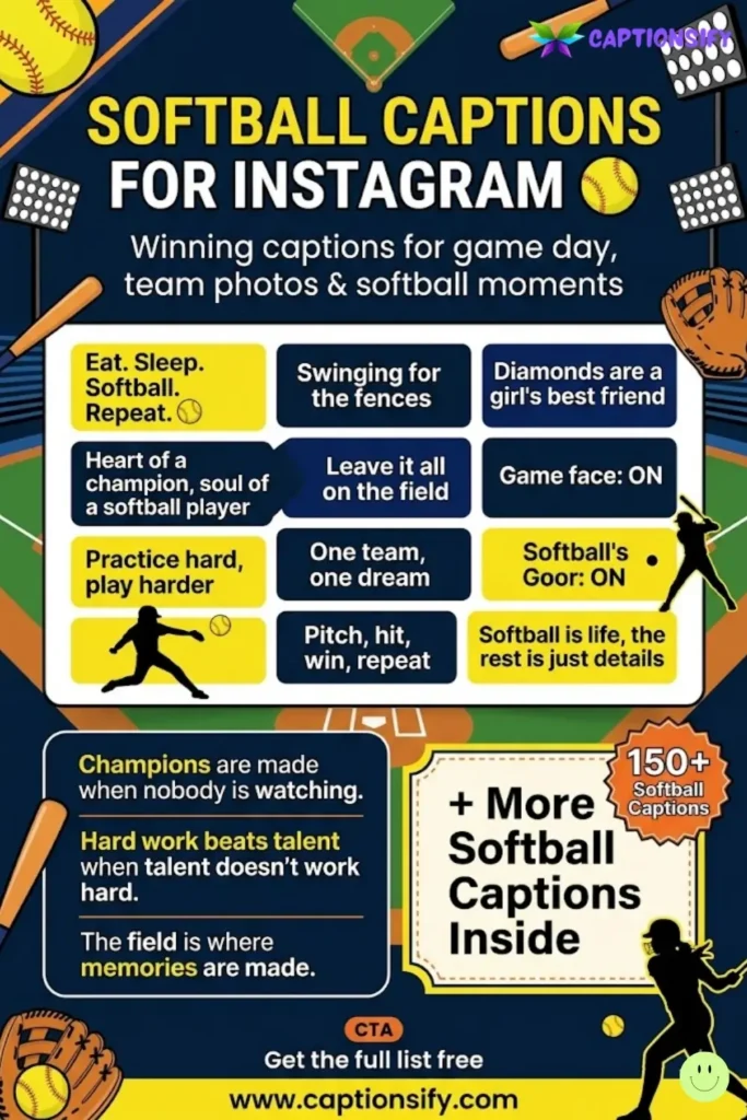 Inspirational Softball Captions for Players