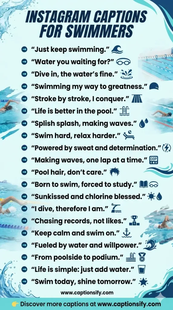 Inspirational swimming quotes for Instagram captions