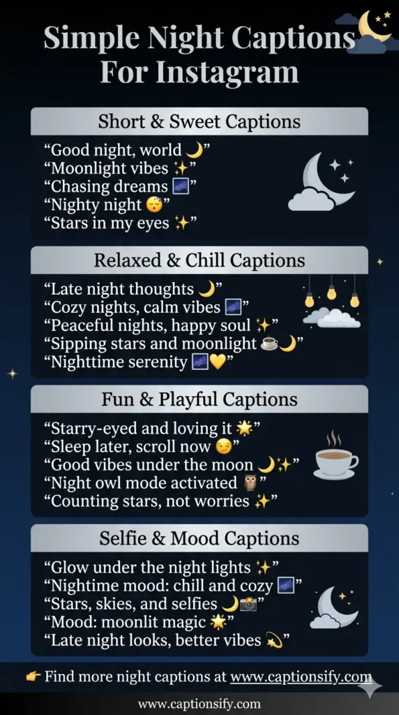 Short Night Captions for Instagram