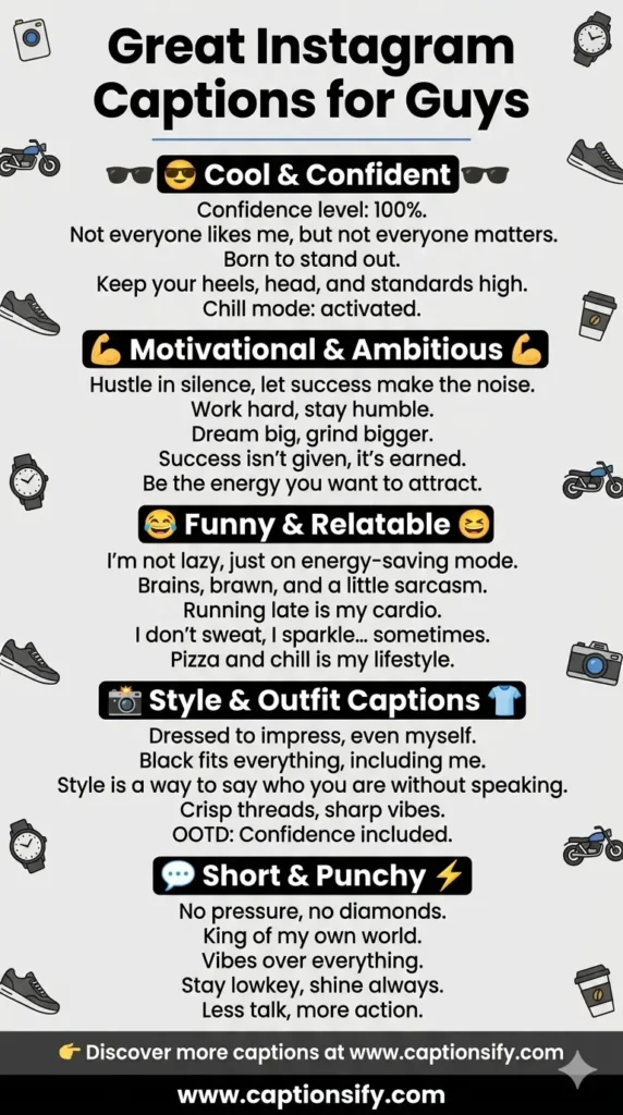 Cool Instagram captions for guys for everyday posts