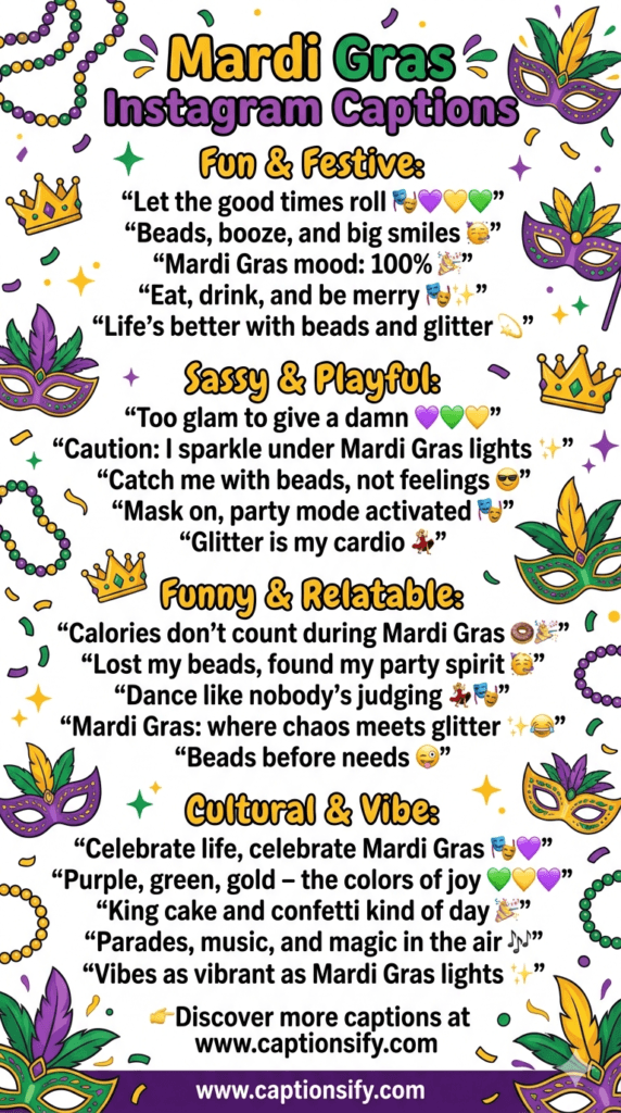 Creative Mardi Gras Instagram Captions for Parades and Events
