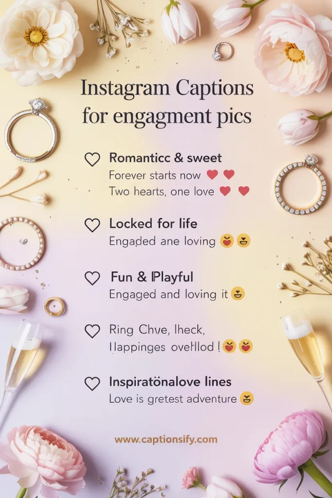 Cute engagement photo captions for Instagram posts