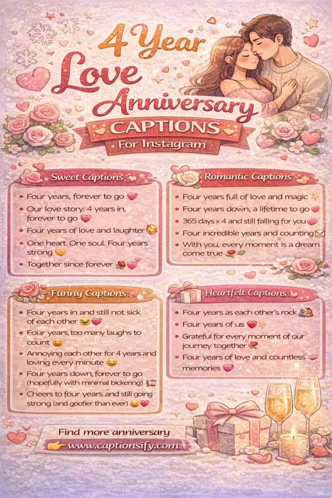 Heartfelt 4 Year Love Anniversary Quotes for Instagram