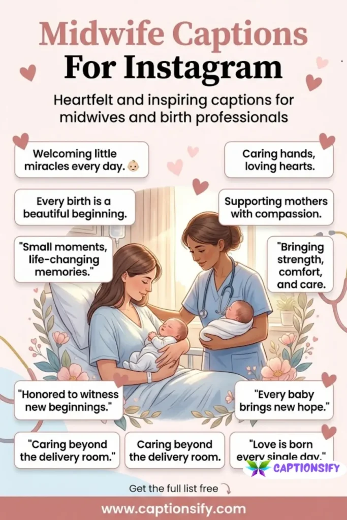Heartwarming midwife captions for social media