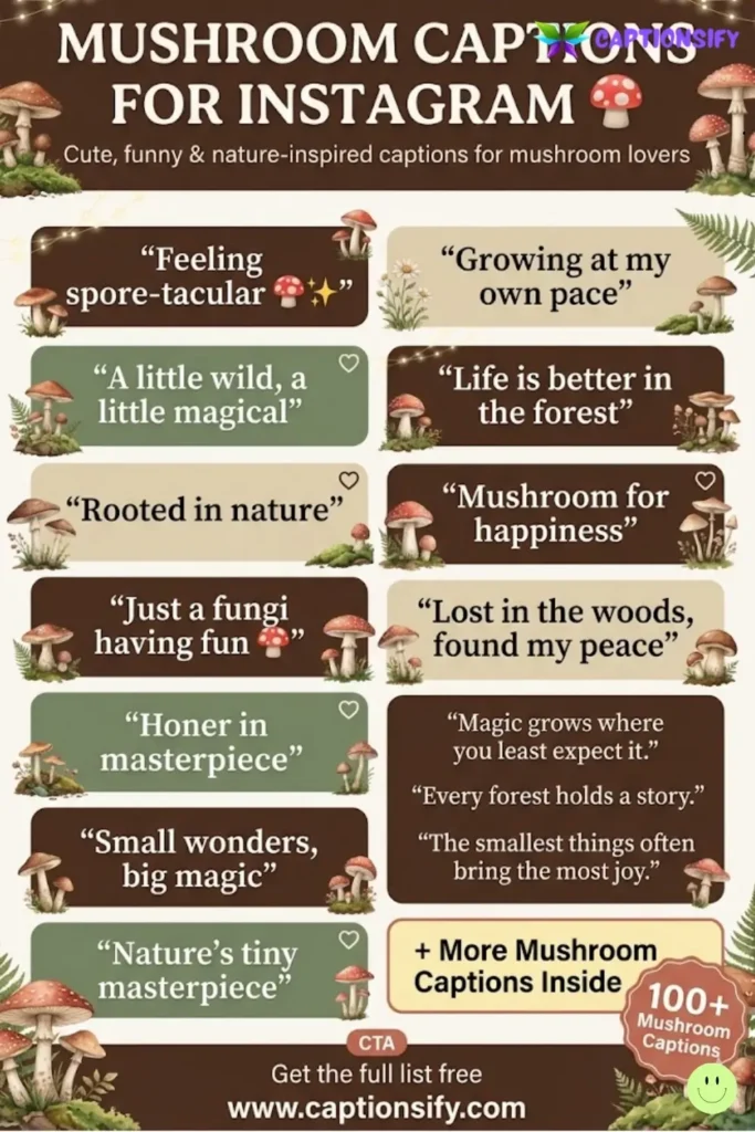 Nature Inspired Mushroom Captions for Instagram