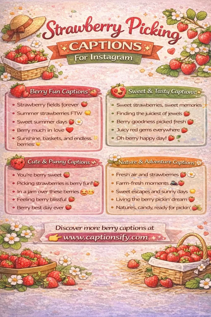 Romantic Strawberry Picking Instagram Captions for Couples