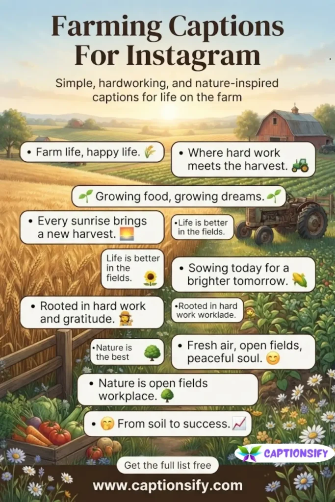 Short Farming Captions For Instagram To Share Your Harvest Moments