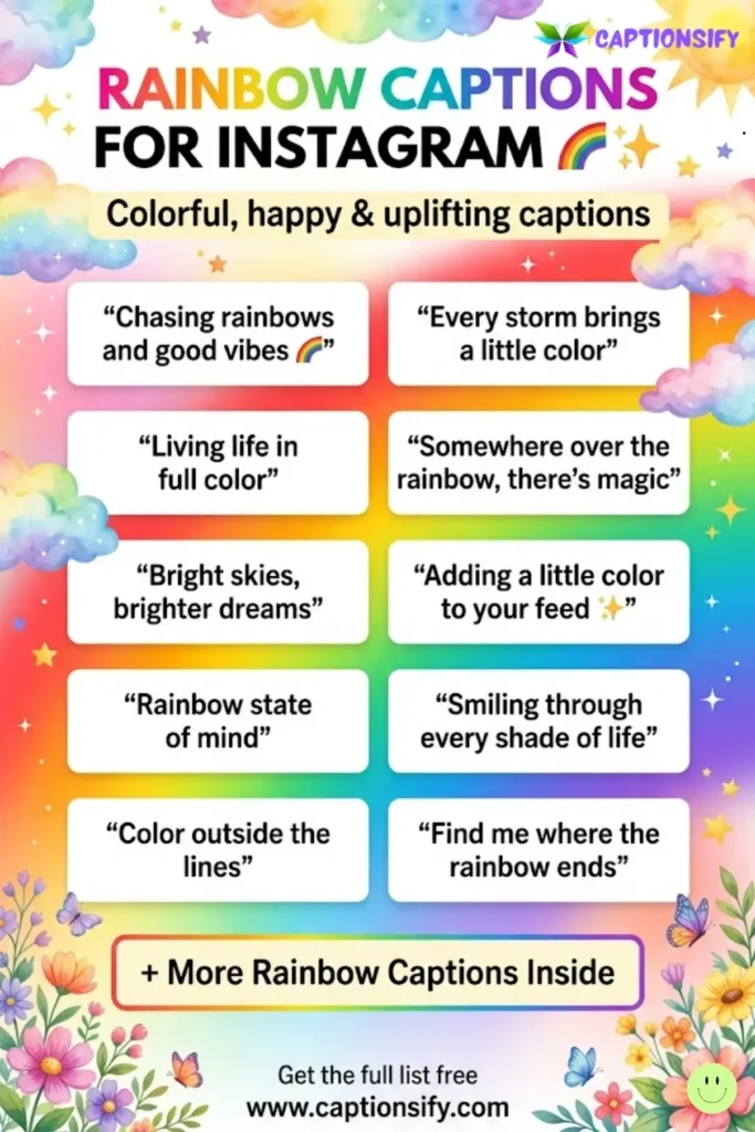 Short Rainbow Captions for Instagram Photos