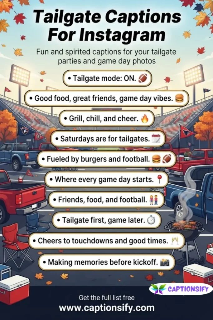 Short Tailgate Captions for Instagram Posts