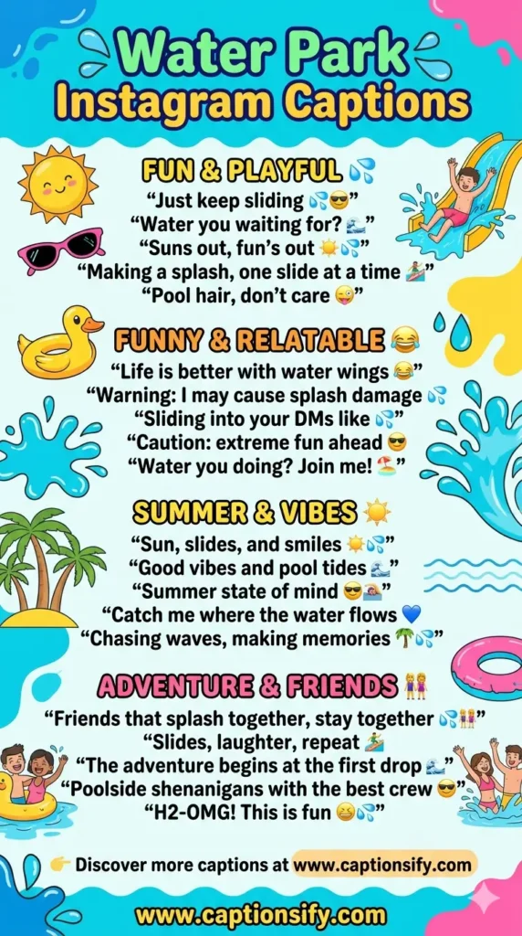 Creative Water Park Instagram Caption Ideas for Vacation Days