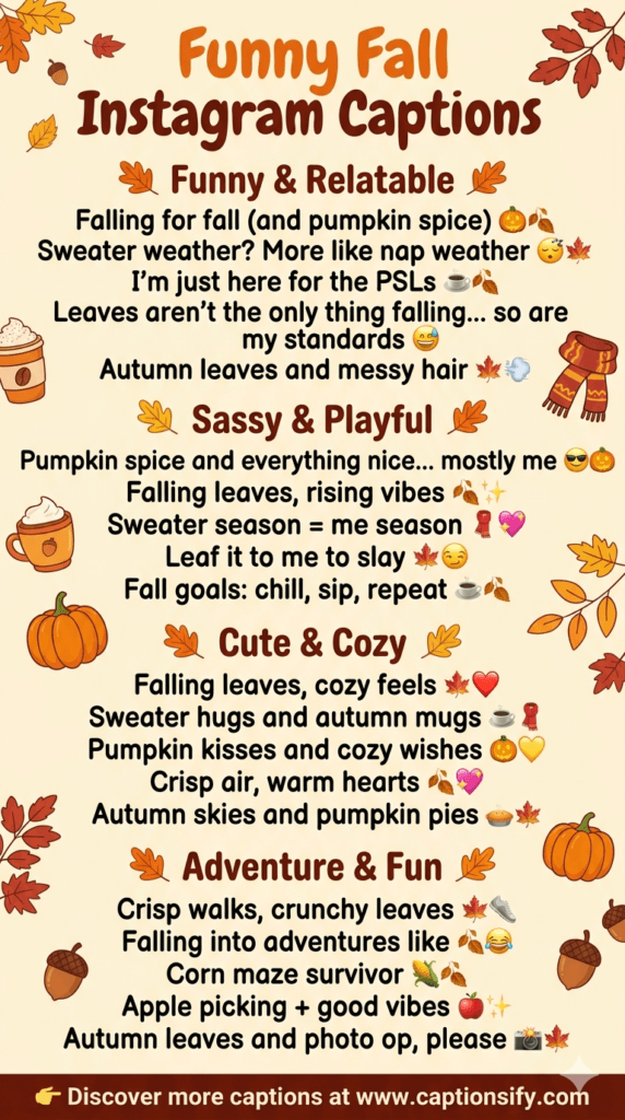 Hilarious Fall Themed Instagram Quotes for Cozy Seasons