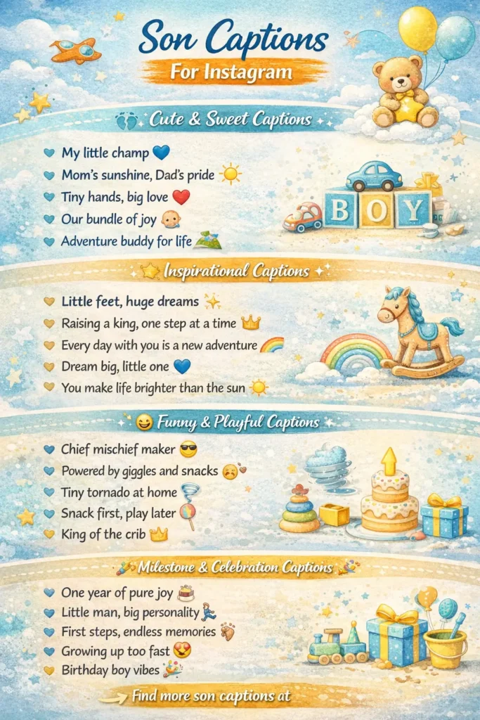 Short And Sweet Captions For Your Son