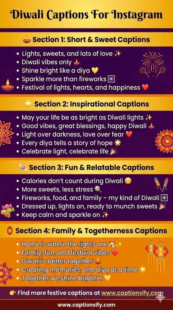 Short Diwali Captions For Instagram