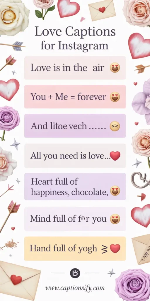 Short Love Captions For Instagram