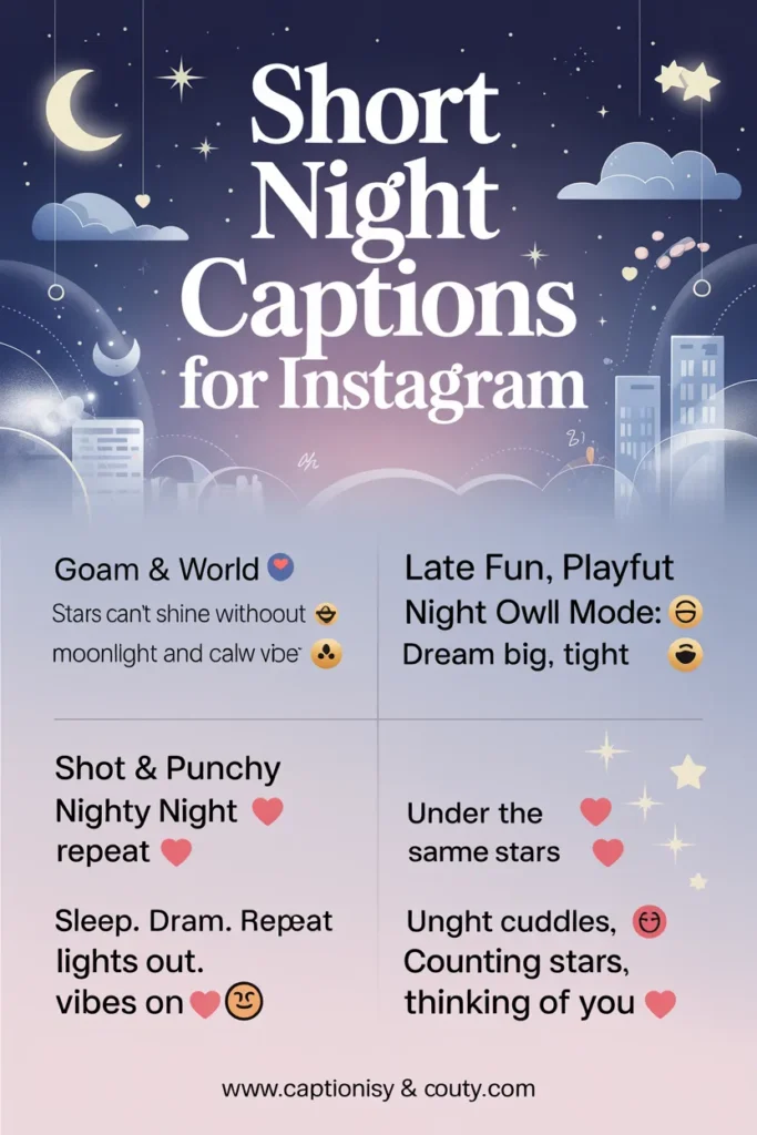 Short Night Captions For Instagram