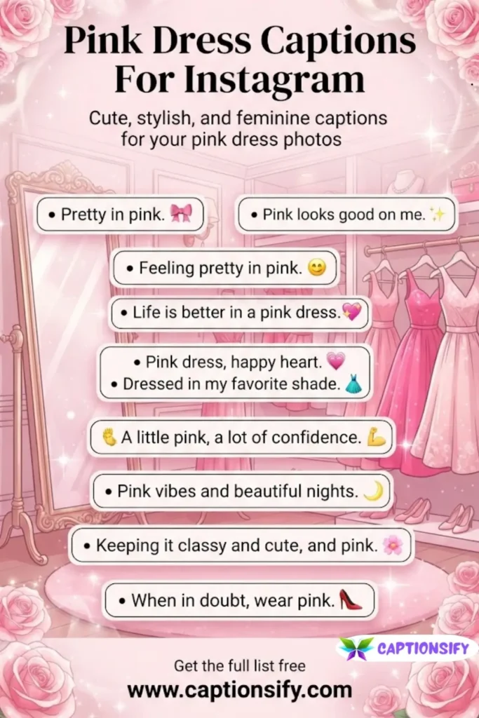 Cute Pink Dress Captions For Instagram