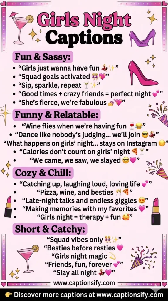 Fun Girls Night Captions for Instagram