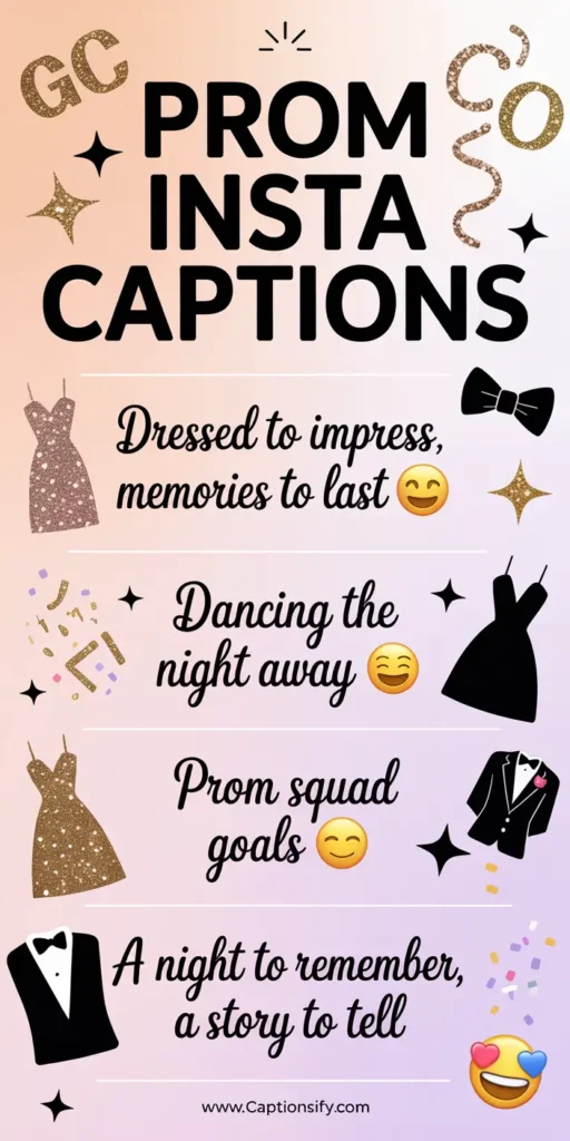 Short And Sweet Prom Instagram Captions