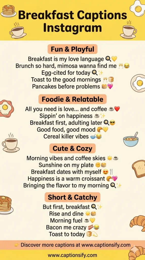 Short Breakfast Captions For Instagram
