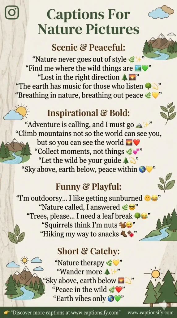 Short Captions For Instagram Nature Photography