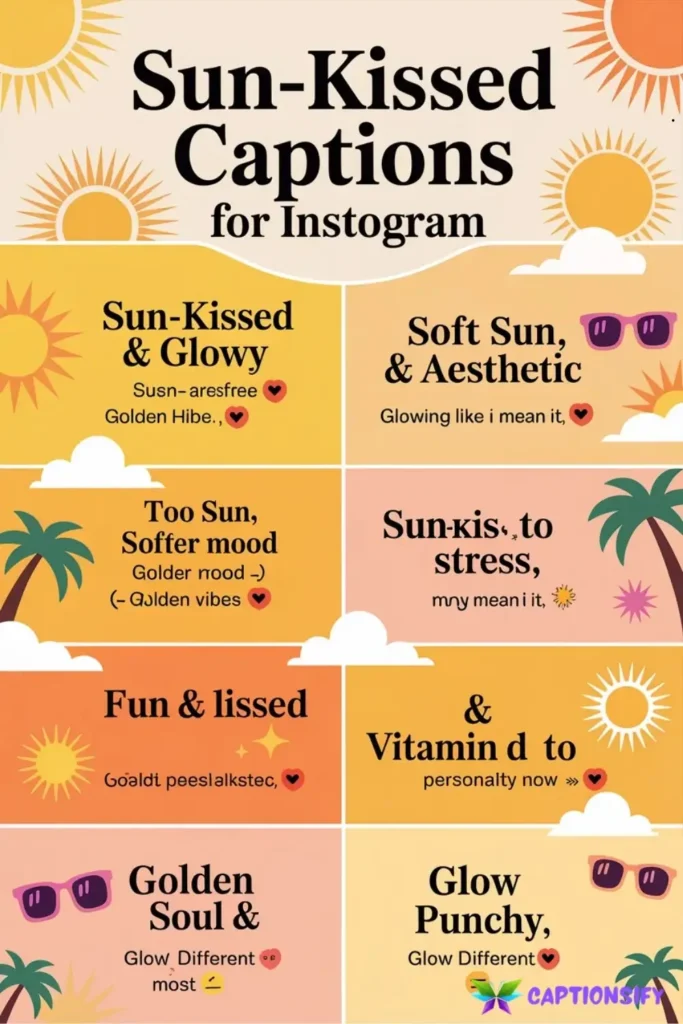 Short Sun Kissed Captions For Instagram