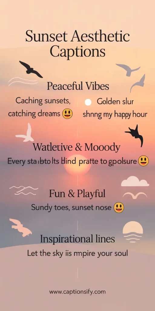 Short Sunset Aesthetic Captions For Instagram