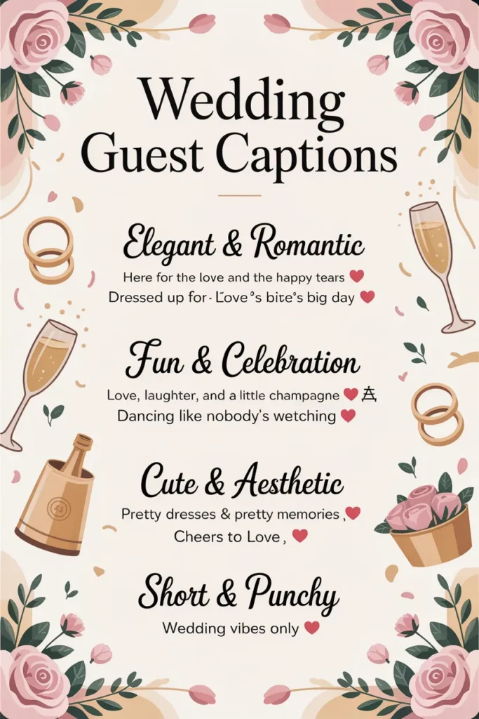Short Wedding Guest Captions for Instagram